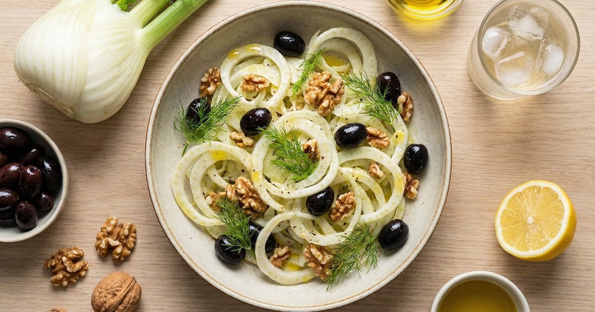 Insalata "Crunchy" di Finocchi, Olive Nere e Noci