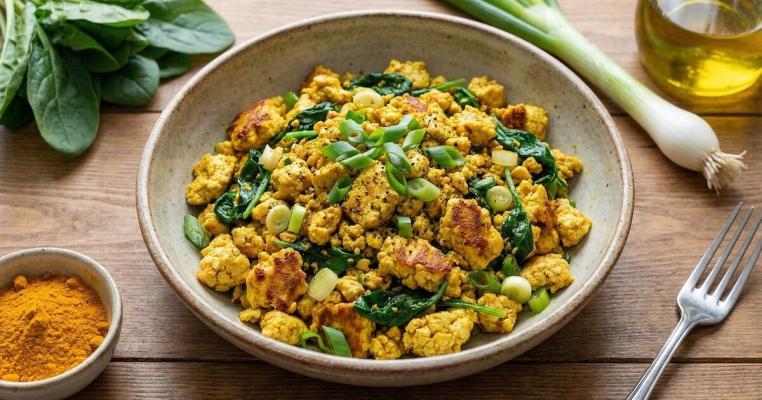 "Strapazzato" Vegetale di Tofu alla Curcuma e Cipollotto