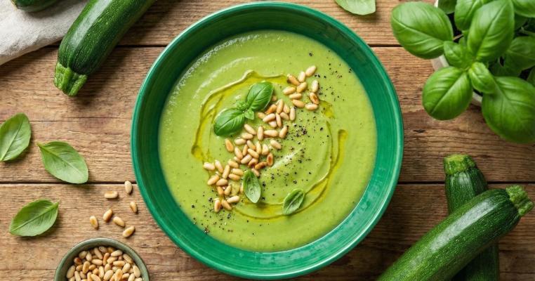 Vellutata "Seta" di Zucchine al Basilico e Pinoli